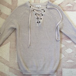 Blush lace up sweater